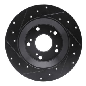 Honda S2000 Brake Rotor (1) - Rear Right - R1 Concepts - Drilled & Slotted - Black - `00-`09